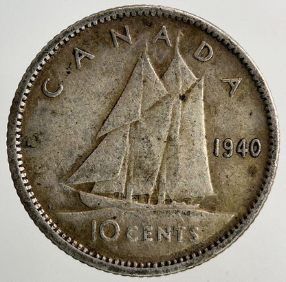 1940 Canada 10 Cents Silver Coin | Fine Collectable Grade