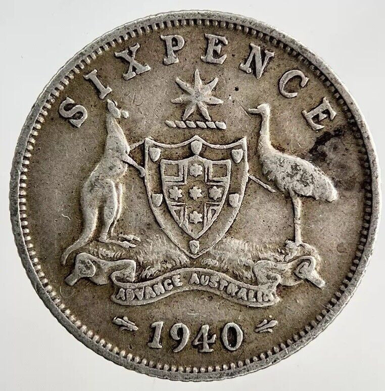 1940 Australia Sixpence Silver Coin | Fine Collectable Grade