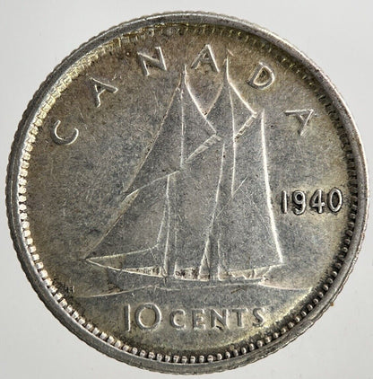 1940 Canada 10 Cents Silver Coin | Very High Grade