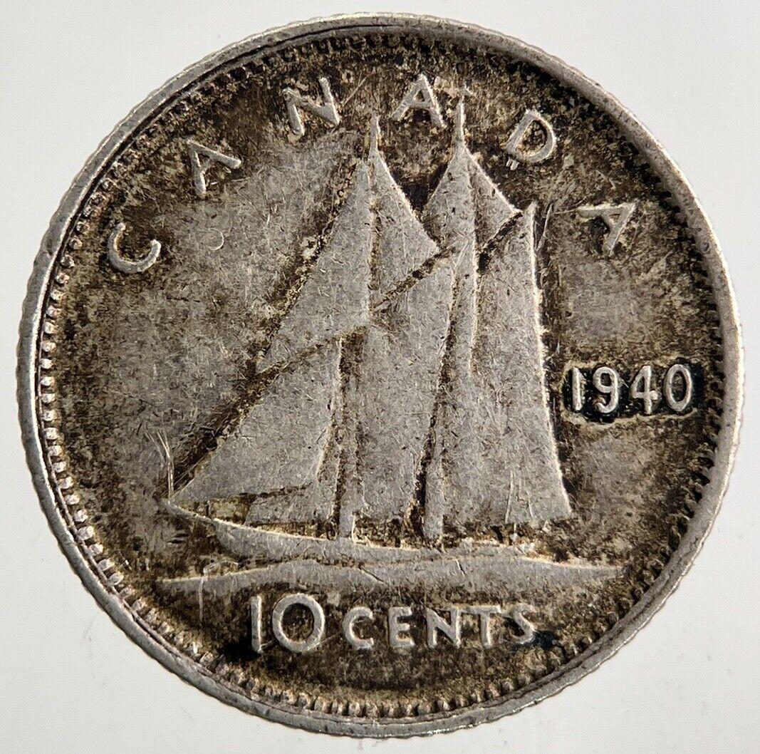 1940 Canada 10 Cents Silver Coin | Fine Collectable Grade