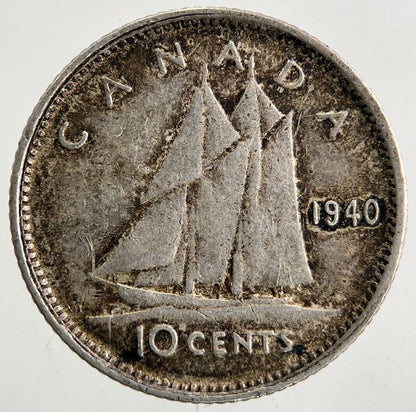 1940 Canada 10 Cents Silver Coin | Fine Collectable Grade