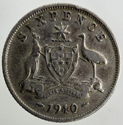 1940 Australia Sixpence Silver Coin | Fine Collectable Grade
