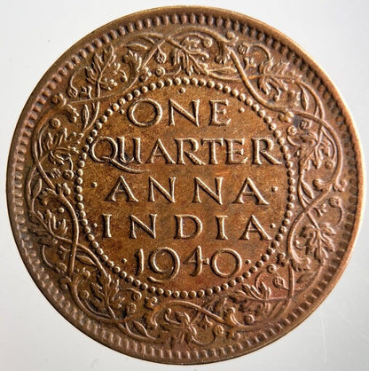 1940 India Quarter 1/4 Anna Coin | Very High Grade | a4125