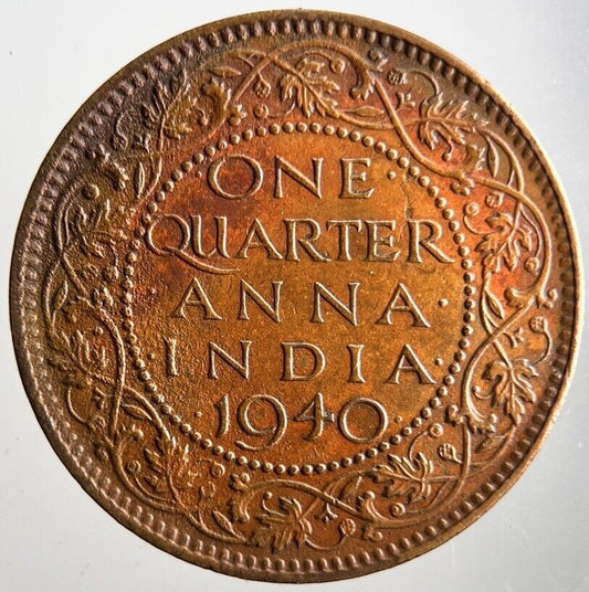 1940 India Quarter 1/4 Anna Coin | Very High Grade | a4129