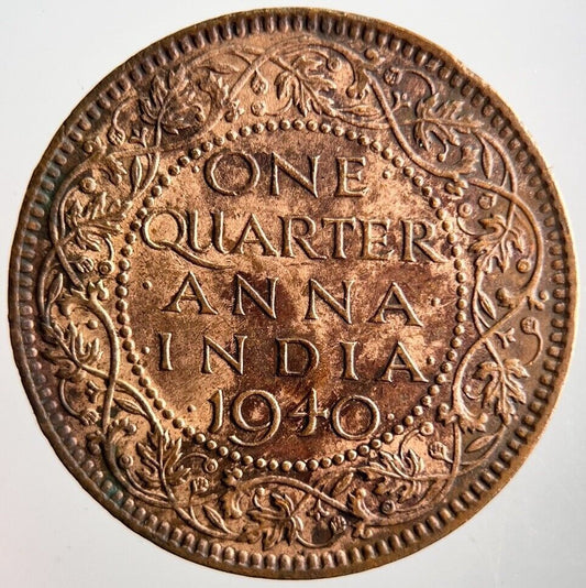1940 India Quarter 1/4 Anna Coin | Very High Grade | a4124