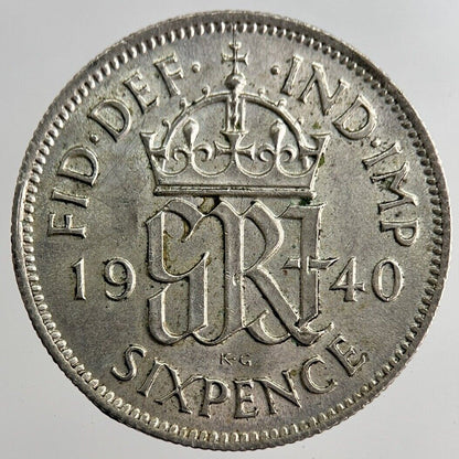 1940 George VI Sixpence Silver Coin | Very High Grade | a8153