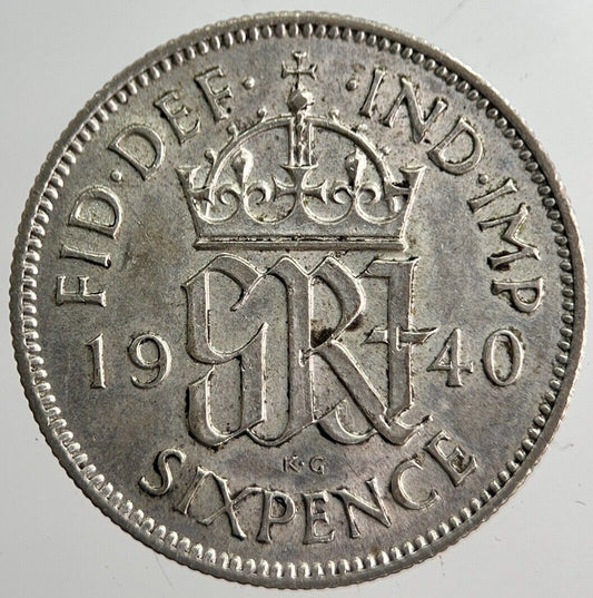 1940 George VI Sixpence Silver Coin | Very High Grade | a8264