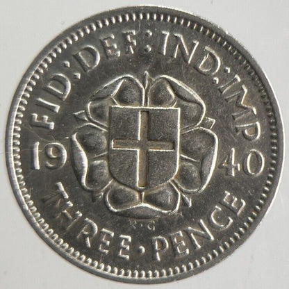 1940 George VI Threepence Silver Coin | Fine Collectable Grade | a4271