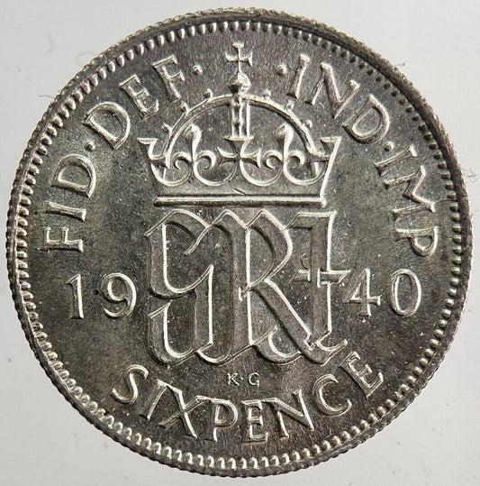 1940 George VI Sixpence Silver Coin | Very High Grade | a5911