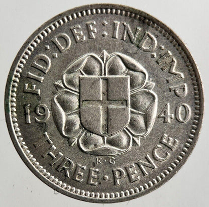 1940 George VI Threepence Silver Coin | Very High Grade