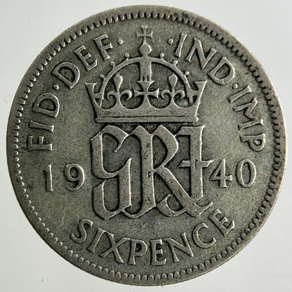 1940 George VI Sixpence Silver Coin | Fine Collectable Grade