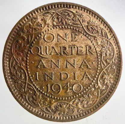 1940 India 1/4 Quarter Anna Coin | Fine Collectable Grade