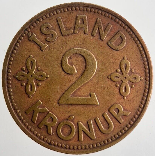 1940 Iceland Island 2 Kronur Coin | Fine Collectable Grade | a7165