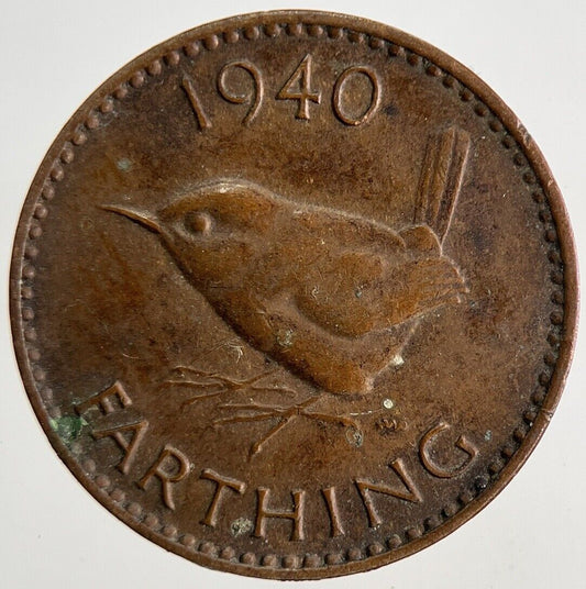 1940 George VI Wren Farthing Coin | Very High Grade | a7708