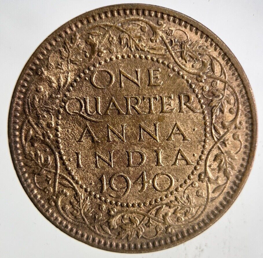 1940 India 1/4 Quarter Anna Coin | Fine Collectable Grade