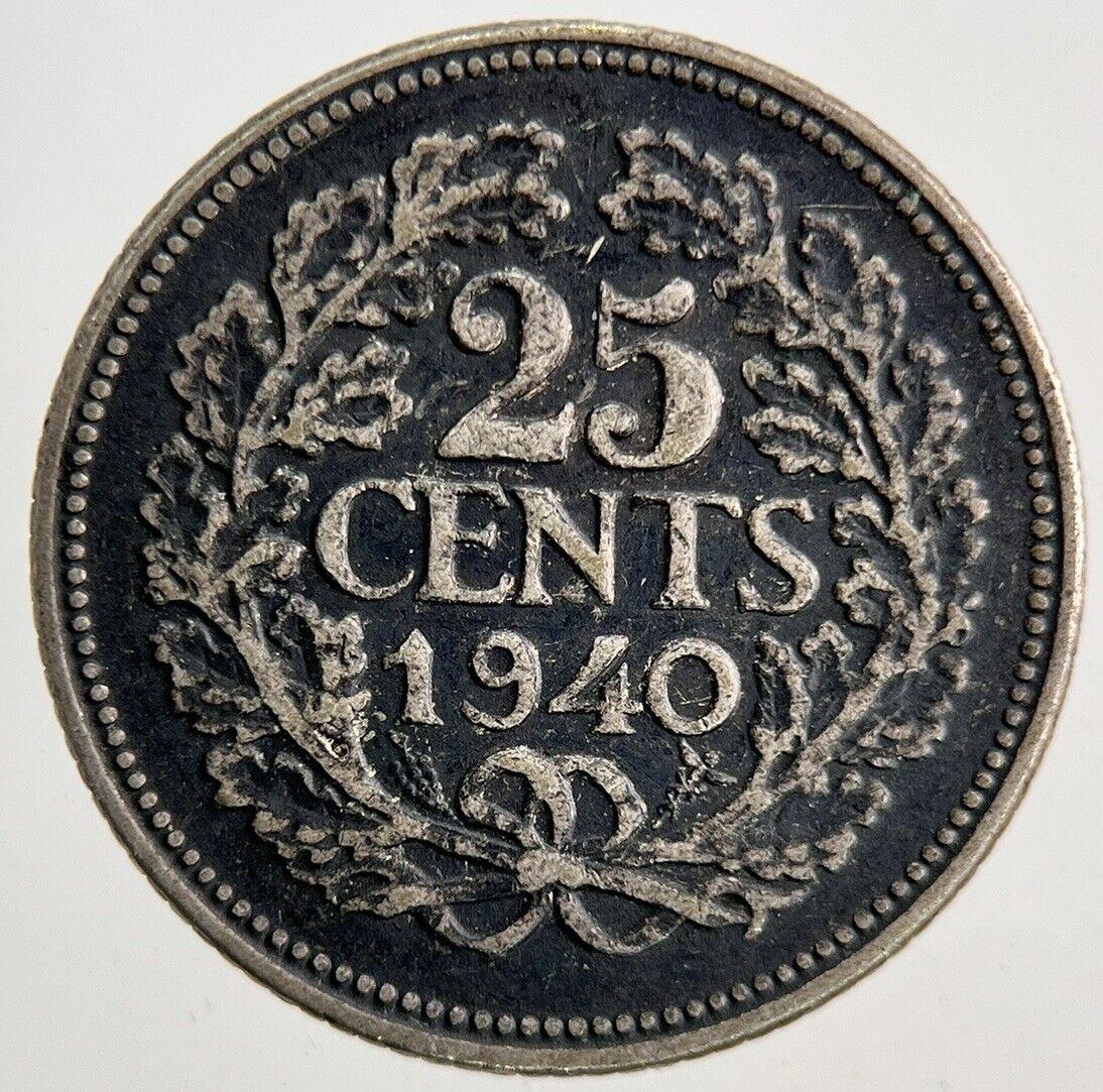 1940 Netherlands 25 Cents Silver Coin | Fine Collectable Grade
