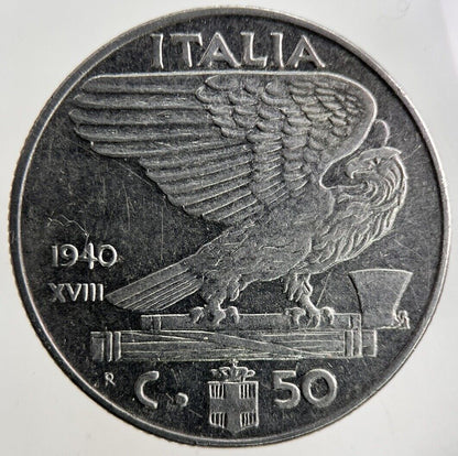 1940 Italy 50 Centesimi Coin | Fine Collectable Grade