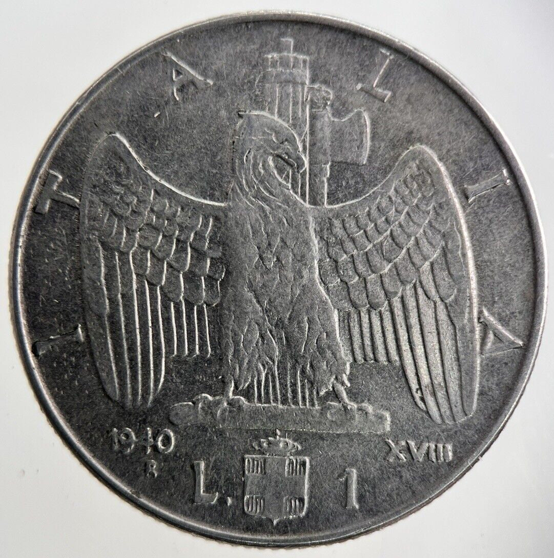 1940 Italy 1 Lira Coin | Fine Collectable Grade