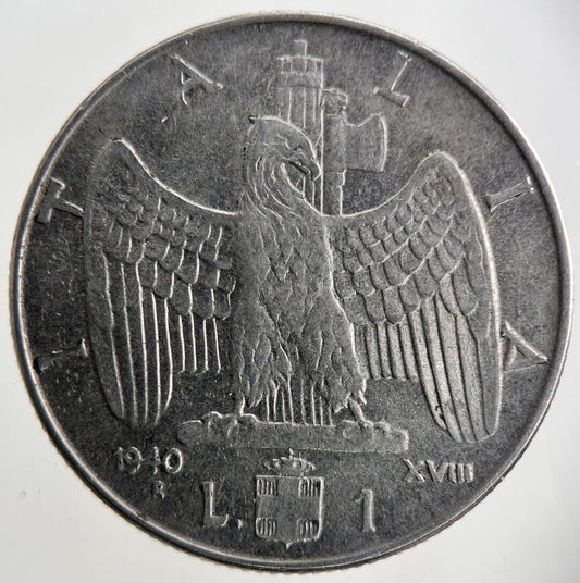 1940 Italy 1 Lira Coin | Fine Collectable Grade