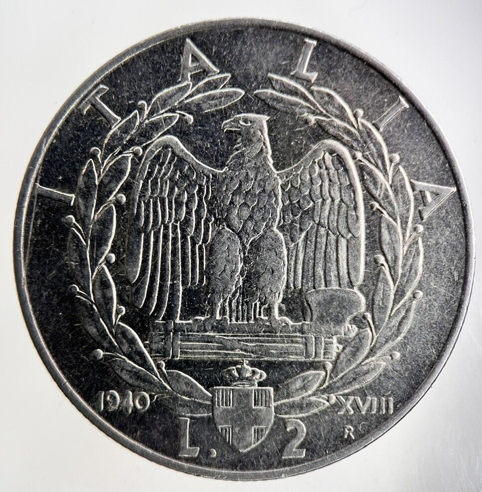 1940 Italy 2 Lira Coin | Fine Collectable Grade