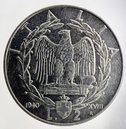 1940 Italy 2 Lira Coin | Fine Collectable Grade