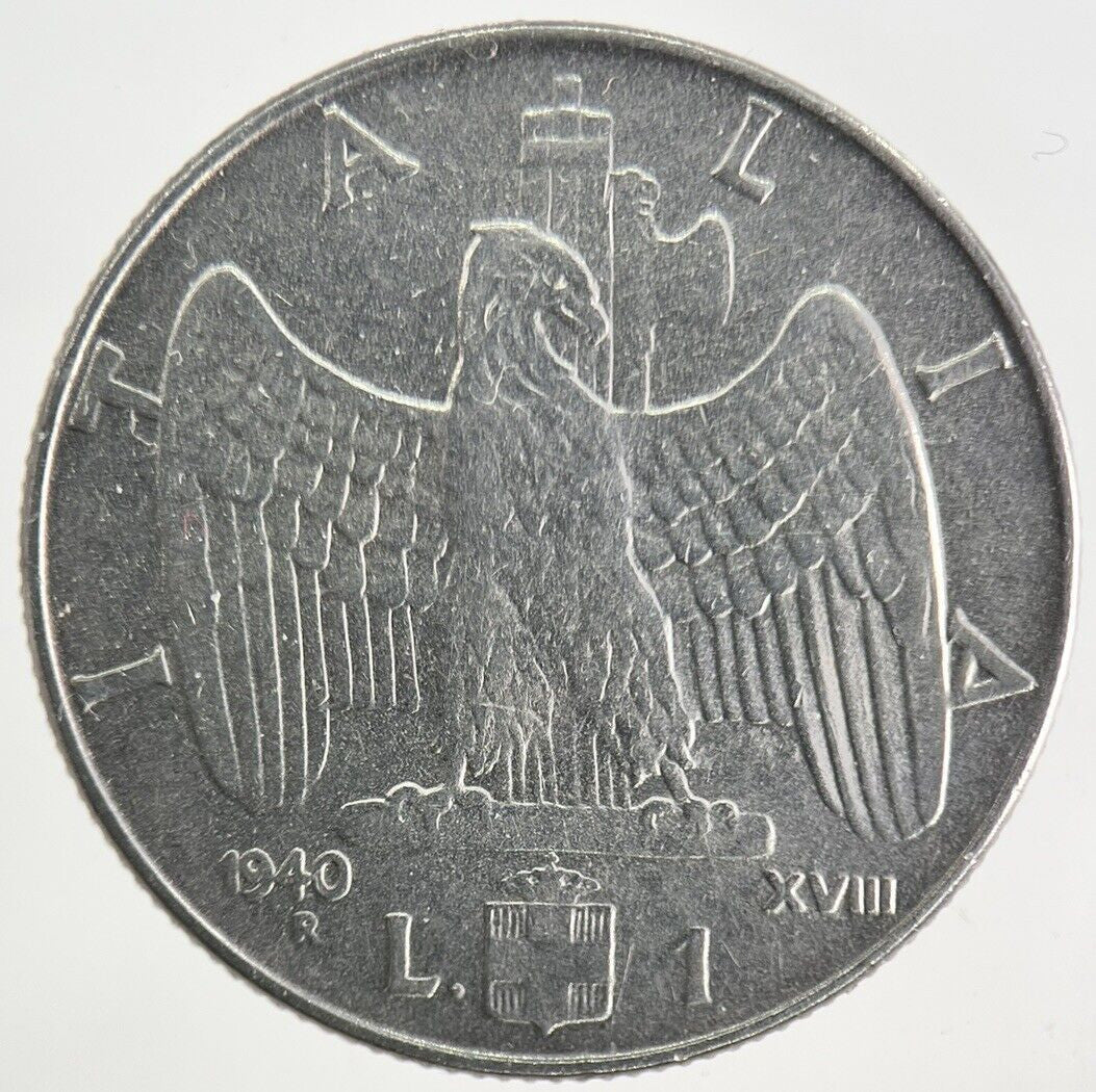 1940 Italy 1 Lira Coin | Fine Collectable Grade