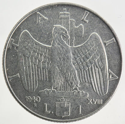 1940 Italy 1 Lira Coin | Fine Collectable Grade