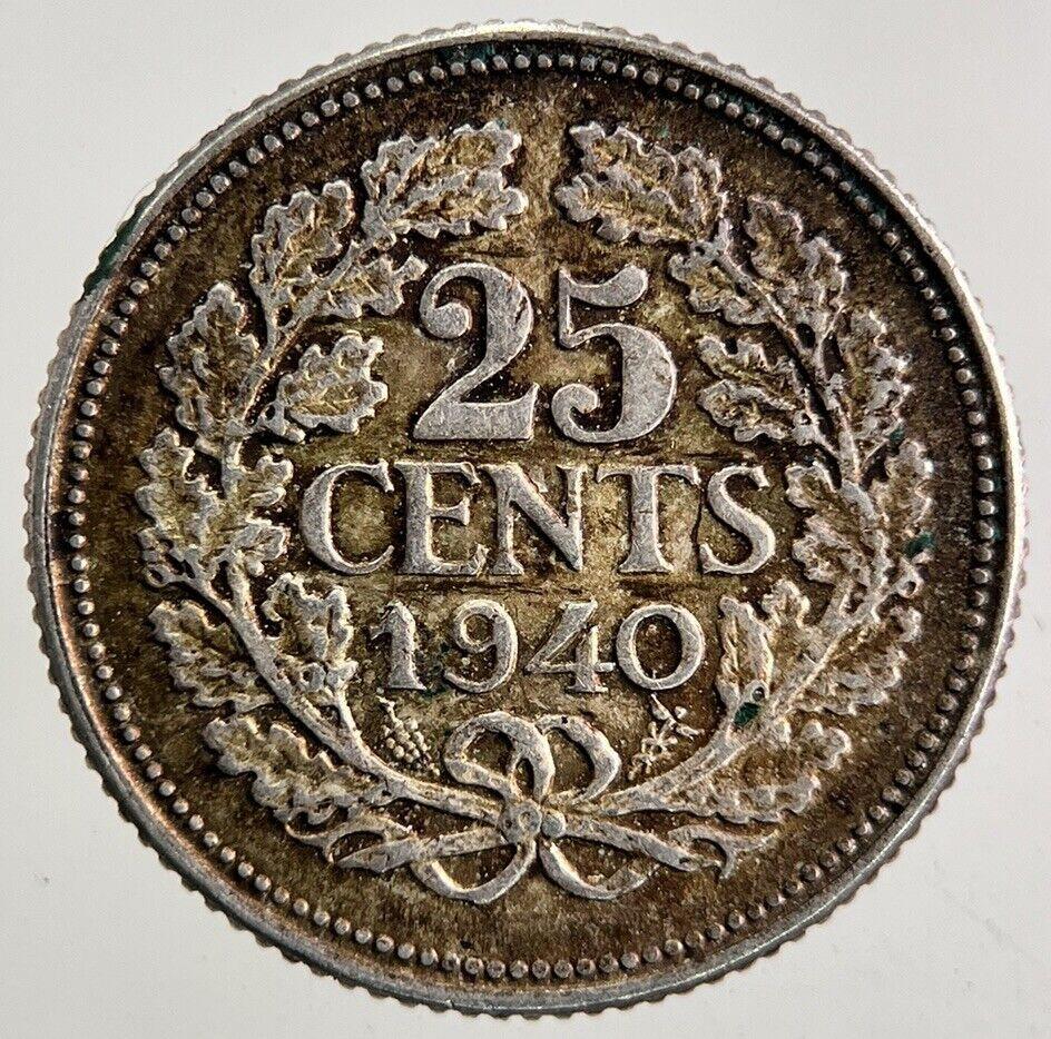 1940 Netherlands 25 Cents Silver Coin | Very High Grade