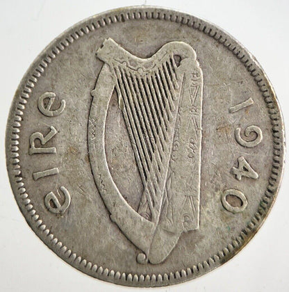 1940 Irish Shilling Bull Silver Coin | Collectable Grade | a4706