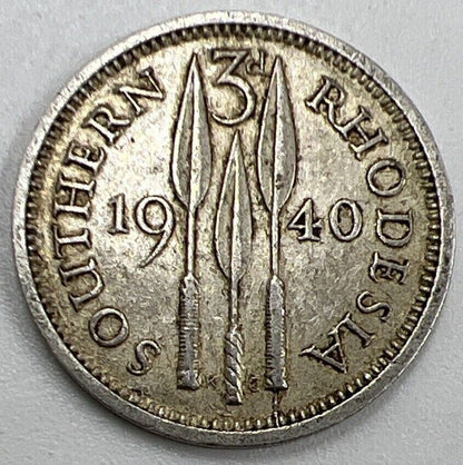 1940 Threepence | Southern Rhodesia Silver Coin | Fine Grade | a119