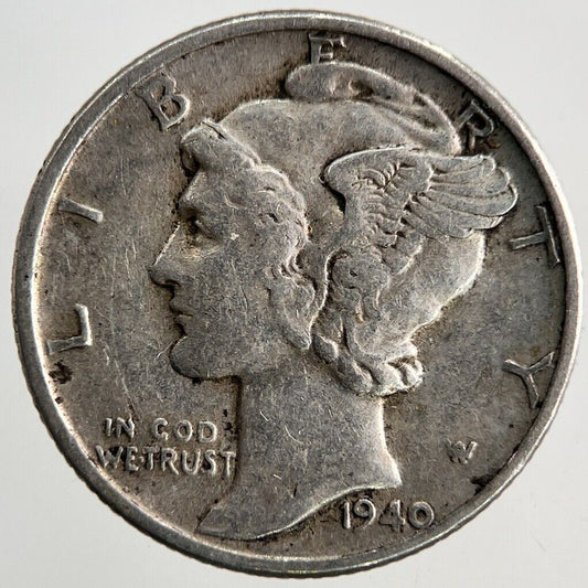 1940 US USA Mercury Dime Silver Coin | Fine Collectable Grade