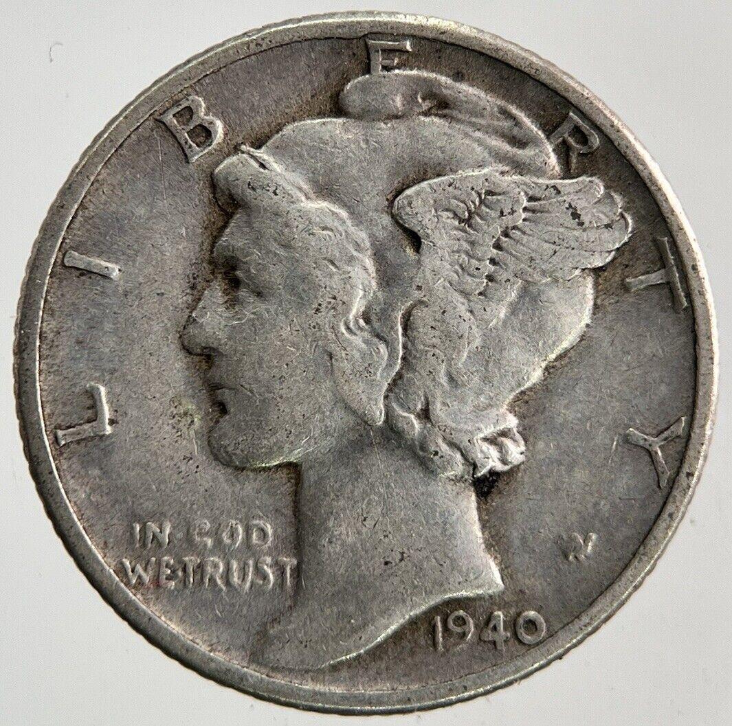 1940 US USA Mercury Dime Silver Coin | Fine Collectable Grade