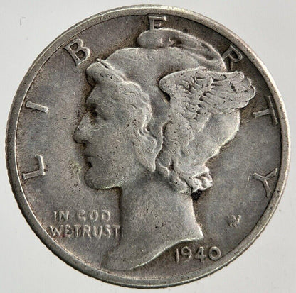 1940 US USA Mercury Dime Silver Coin | Fine Collectable Grade