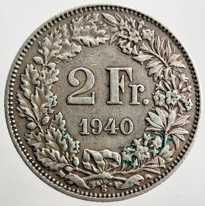 1940 Switzerland 2 Franc Silver Coin | Very High Grade | a3263