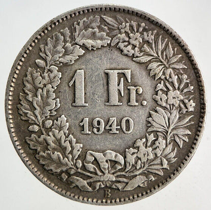 1940 Switzerland Swiss 1 Franc Silver Coin | Fine Collectable Grade