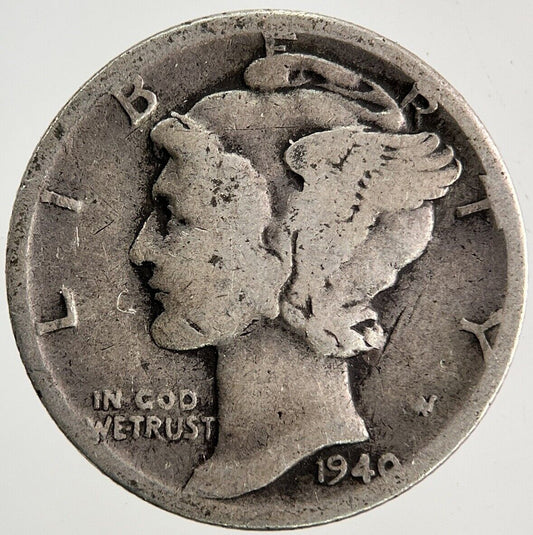 1940 US USA Mercury One Dime Silver Coin | Collectable Grade