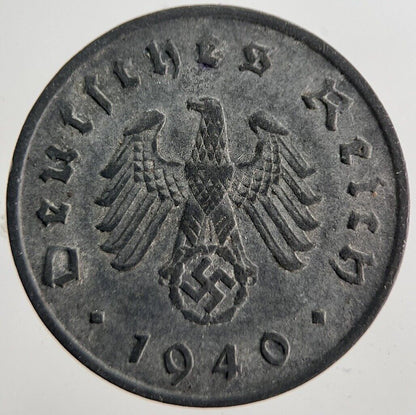 1940-A Germany Nazi 10 Pfennig Coin | Fine Collectable Grade | a7103