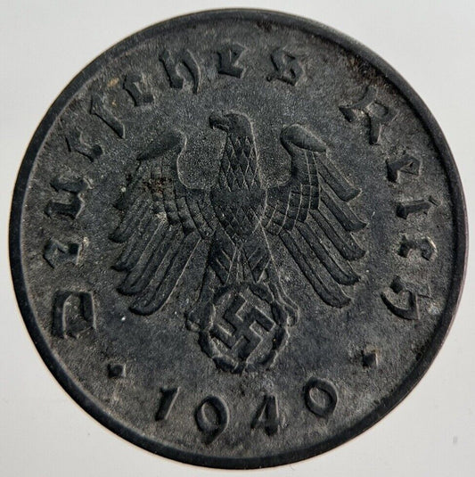 1940-A Germany Nazi 10 Pfennig Coin | Fine Collectable Grade | a7106