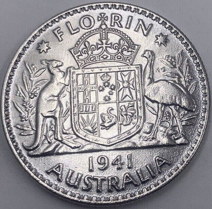 1941 Australia Florin Silver Coin | Fine Collectable Grade | a233