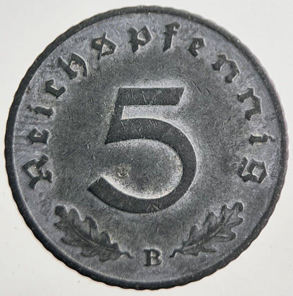 1940-B Germany Nazi 5 Pfennig Coin | Very High Grade | a7784