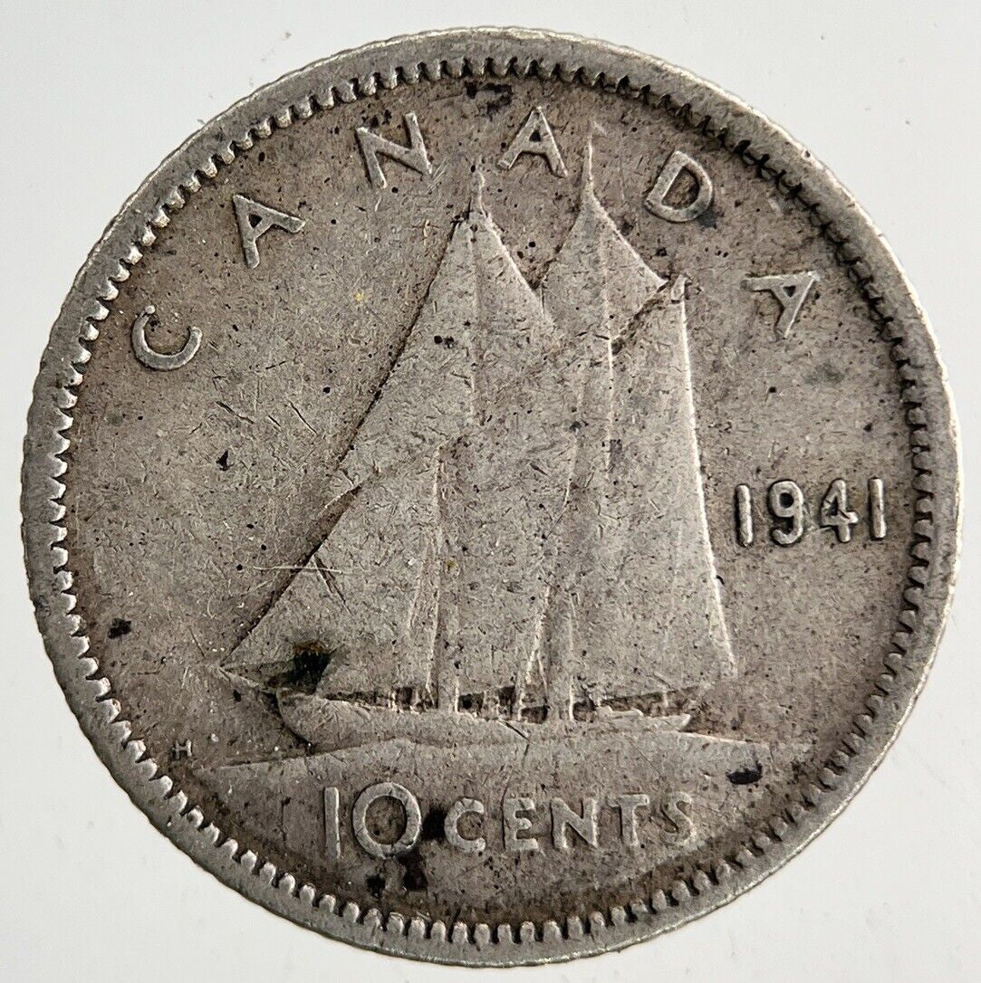 1941 Canada 10 Cents Silver Coin | Fine Collectable Grade