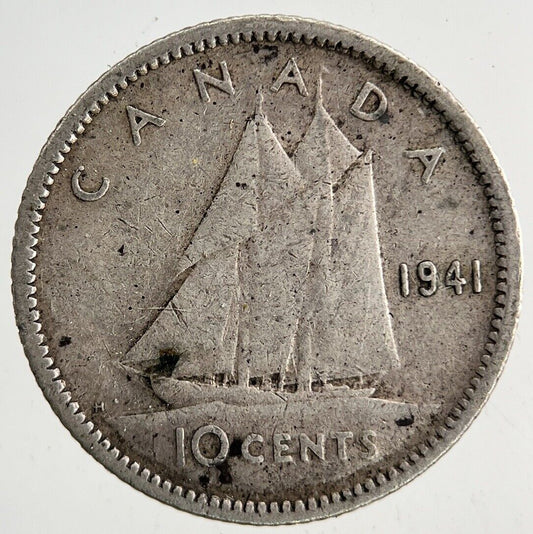 1941 Canada 10 Cents Silver Coin | Fine Collectable Grade