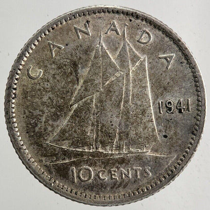 1941 Canada 10 Cents Silver Coin | Fine Collectable Grade