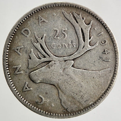 1941 Canada 25 Cents Silver Coin | Fine Collectable Grade