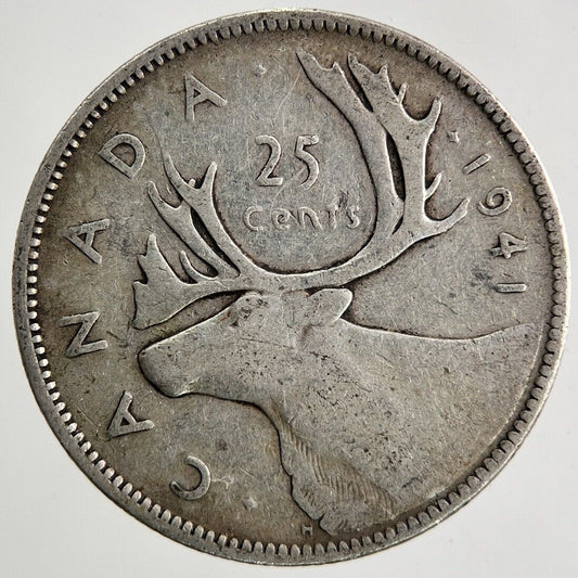 1941 Canada 25 Cents Silver Coin | Fine Collectable Grade