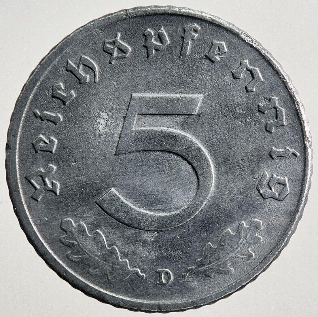 1940-D Germany Nazi 5 Pfennig Coin | Fine Collectable Grade | a2316