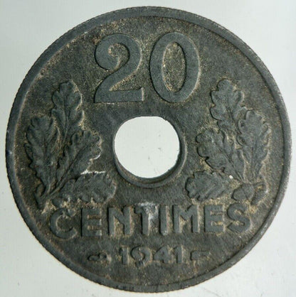1941 France 20 Centimes Coin | Fine Collectable Grade