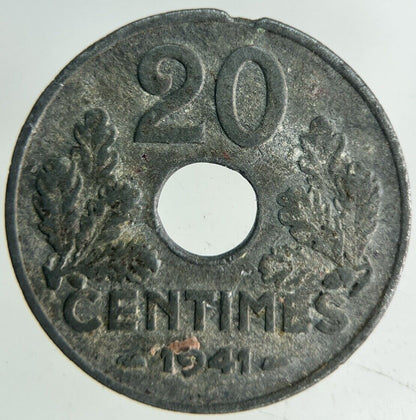 1941 France 20 Centimes Coin | Fine Collectable Grade