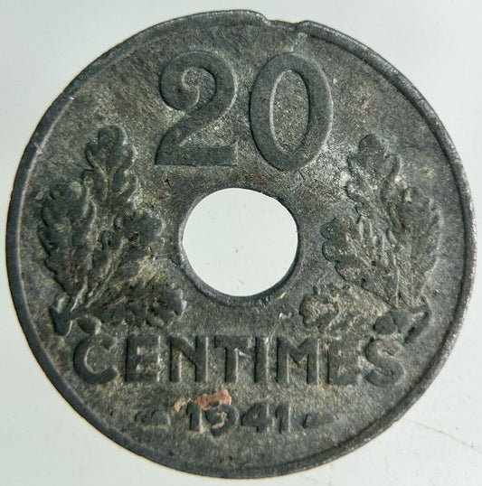 1941 France 20 Centimes Coin | Fine Collectable Grade