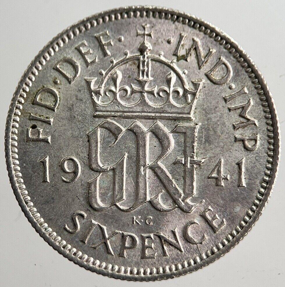 1941 George VI British Sixpence Silver Coin | Very High Grade | a8268